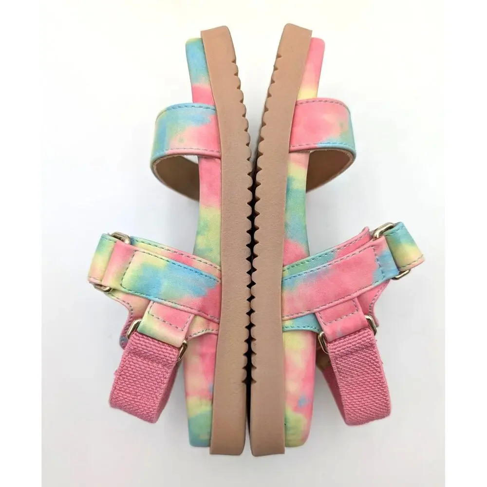 Steve Madden Breen Platform Sandals Open Toe Kids Pastel Tie Dye Size US12M